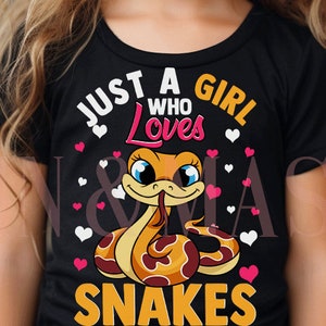 Girls Snake Shirt, Just a Girl Who Loves Snakes Shirt, Snake  Gift, Snake Clothing, Snakes Shirts, Cute Snakes Kids Reptile Snek Serpent