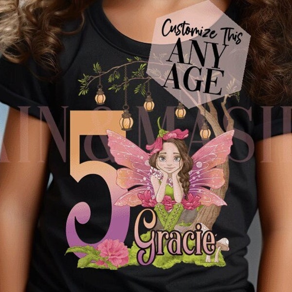 Fairy Birthday Shirt, Fairies Shirt, Fairy Gift,Fairy Birthday Outfit, Fairy Birthday Party,Custom Fairy Gift, Fairies Garden Tree 4 5 6 7 8