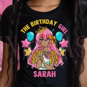 Birthday Girl Shirt, Black Girl Anime, Anime Birthday Shirt, Anime Birthday Party, Teen Birthday Girl, Black Girl Birthday, Anime Gifts