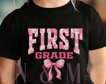Shirt meisjes 1e klas, shirt eerste leerjaar, shirt 1e school meisjes, roze toile chinoiserie chinoiserie roze toile strik, leraar graad 1