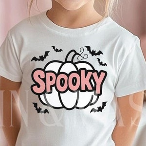 Spooky Halloween Shirt Girl, Pink Halloween, Halloween Pumpkin Shirt Kids, Halloween Outfit, Toddler  Halloween Tee, Toddler Pumpkin Bats