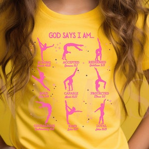 God Says I Am Gymnastics Shirt, God Says I Am Gymnast, Christian Gymnastics, Girls Bible Verse Shirt, Girls Christian Shirt, Gymnastics Gift