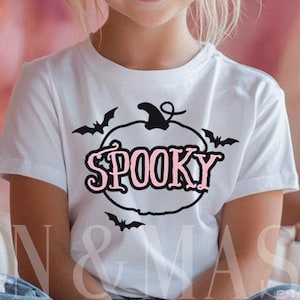 Spooky Halloween Shirt Girl, Pink Halloween, Halloween Pumpkin Shirt Kids, Halloween Outfit, Toddler  Halloween Tee, Toddler Pumpkin Bats