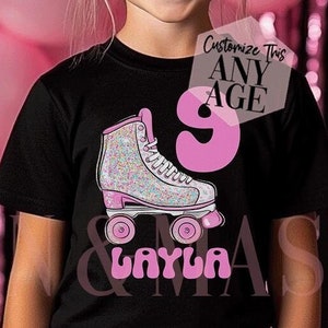 Roller Skate Birthday Shirt Girls, Skating Party,  Roller Skate Shirt, Roller Skate Party,Skate Rink Party,Roller Skating Birthday Girls 90s