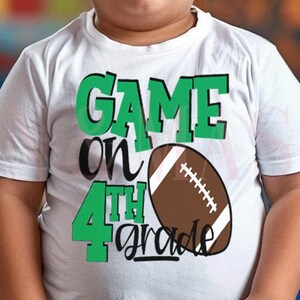 4th Grade Shirt Boys Football Game On Football Player Outfit Sports First Day School 1st Day School Teacher Fourth Grade 4 Team Green Kids