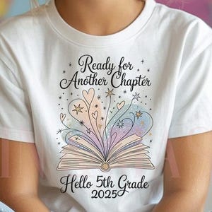 Girls 5th Grade Shirt, Fifth Grade Shirt, Girls 1st Day of School Shirt, Doodles Heart Star Boho Book Lover School Shirt, Fifth Grader Shirt