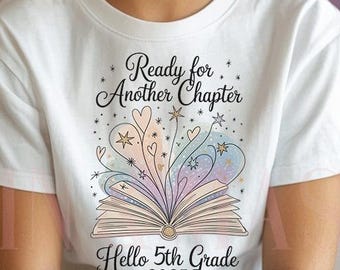Girls 5th Grade Shirt, Fifth Grade Shirt, Girls 1st Day of School Shirt, Doodles Heart Star Boho Book Lover School Shirt, Fifth Grader Shirt