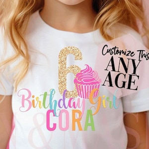 Cupcake verjaardagsshirt, cupcake feest, cupcake feestvarken, glitter verjaardagsshirt, regenboog verjaardag, cupcake shirt, cupcake 3 4 5 6 7 8 9
