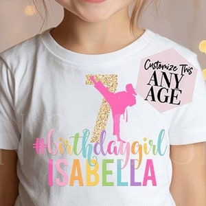 Girls Taekwondo Birthday Shirt, Girls Karate Shirt, Martial Arts Birthday,Black Belt Gift, Karate Birthday Girl, Judo Girls, Jiu-Jitsu Girls
