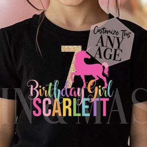 Unicorn Birthday Shirt, Girls Unicorn Shirts, Unicorn Birthday, Unicorn Rainbow GLITTER, Unicorn Party Outfit 3 4 5 6 7 8 9 10 Kids Toddler