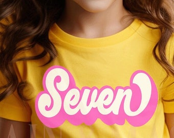 7th Birthday Shirt Retro Birthday Girl,Seven,7th Birthday Gift,Seven Birthday Girl,7th Birthday Girl,7 Birthday Party Kids Cute Groovy
