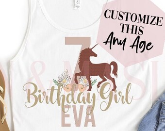 Birthday Tank Top Unicorn, Unicorn Birthday Shirt, Birthday Girl Shirt, Boho Unicorn, Unicorn Gifts, Unicorn Tank, Unicorn Party 4 5 6 7 8 9