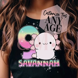 Cute Axolotl Birthday Girl Shirt Kids Axolotls Mexican Salamander, Axolotl Shirts, Axolotls Gifts, 3 4 5 6 7 8 9 10 11 12 13