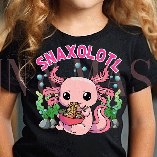 Axolotl Snacks Shirt, Snaxolotl, Pho Ramen Shirt, Axolotl Shirt Kids, Cute Axolotl T-Shirt Girls, Salamander, Axolotl Shirts, Axolotl Gifts