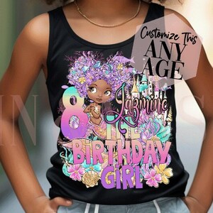 Black Mermaid Birthday Girl Shirt, African American Mermaid, Mermaid Tank Top, Birthday Tank Top, Mermaid Birthday Party, Mermaid Gift 4 5 6
