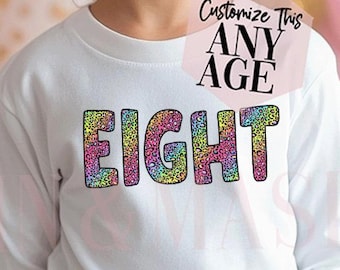 Tierdruck-Geburtstags-Shirt, Langarm-Geburtstags-Shirt, Leopard-Langarm-Shirt, Gepard-Geburtstags-Shirt, Leopard-Geburtstags-Shirt, Regenbogen Leopard