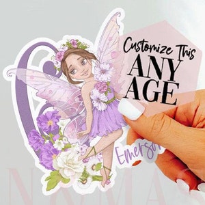 Purple Fairy Stickers, Fairy Birthday Girl, Fairy Party Favors, Fairy Treat Bag, Fairy Scrapbooking, Fairy Gifts, Fairy Custom, Fairy Decal