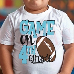 4th Grade Shirt Boys Football Game On Football Player Outfit Sports First Day School 1st Day School Teacher Fourth Grade 4 Team Blue