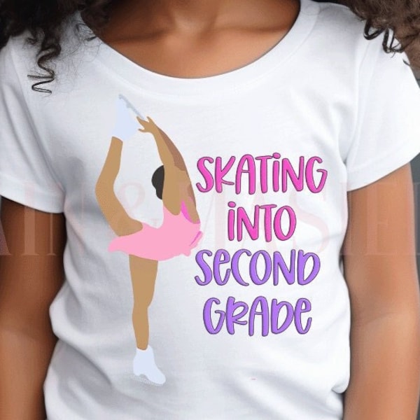 2nd Grade Shirt Black Girl Ice Skating Shirt, Ice Skater Shirt, Figure Skating, Skate School, Girls First Day School Shirt, Ice Skating Gift