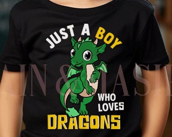 Boys Dragon Shirt, Just a Boy Who Loves Dragons Shirt, Toddler Boy Dragon, Dragon Gifts for Him, Dragon Birthday Boy Shirt