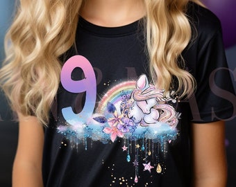 9th Birthday Unicorn Shirt Kids Birthday Girl,Nine,9,9th Birthday Gift,Nine Birthday Girl,9th Birthday Girl,9 Birthday Party Sleepover