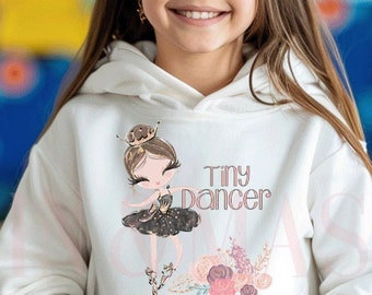 Ballerina Hoodie Kids Ballet Dancer Toddler Girls Ballet Gifts,Ballerina Outfit,Dance Gift, Pullover Hoodie Sweatshirt Tiny Dancer Gift