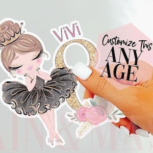 Braun Haar Ballerina Aufkleber, Benutzerdefinierte Ballett Aufkleber, Ballett Geburtstag Aufkleber Aufkleber Ballerina Geburtstagskind, Ballerina Party Favors Tänzer