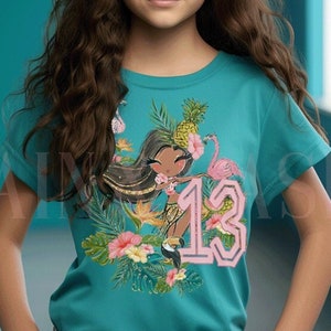 13th Birthday Girl Shirt Tiki Hawaiian Luau Party Hula,Official Teenager,13th Birthday Gift,Thirteen,13,Thirteen Birthday Girl,13th Birthday