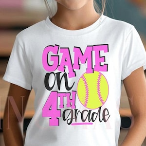 4th Grade Shirt Softball, Girls Softball Shirt, Girl First Day of School Tee,  Fourth Grade Girls