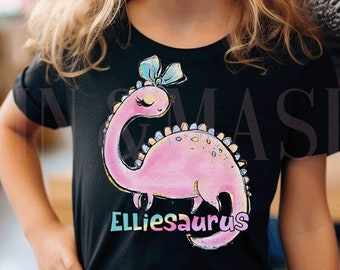 CUSTOM Girl Dinosaur Shirt, Dinosaur Name Shirts Kids, Girl Dinosaur Gifts, Girl Dinosaur Shirts, Pink Dinosaur Paleontologist Brontosaurus