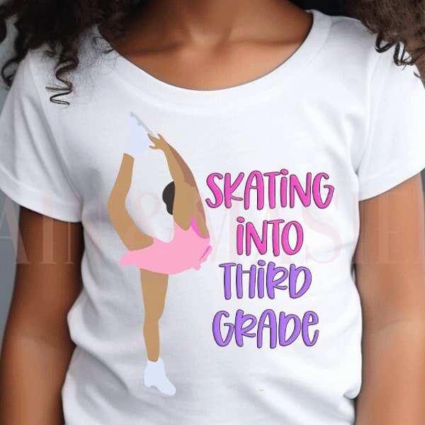 3rd Grade Shirt Black Girl Ice Skating Shirt, Ice Skater Shirt, Figure Skating, Skate School, Girls First Day School Shirt, Ice Skating Gift