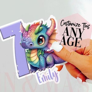 Girl Dragon Stickers, Dragon Birthday Girl, Dragon Party Favors, Dragon Decals, Dragon Gifts, Girl Dragon, Cute Dragon, Dragon Birthday Gift