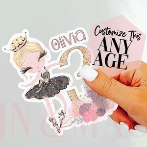 Ballet Birthday Girl Stickers, Dance Decal, Ballerina Birthday,Dancer Gifts,Custom Ballerina Party Favors, Blonde Dancer Ballet Sticker Tutu