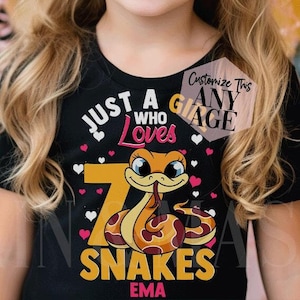Camiseta de cumpleaños de serpiente para niña, cumpleaños de serpiente, fiesta de serpientes, camiseta de solo una chica que ama las serpientes, regalo de serpiente, ropa de serpiente, camiseta de serpiente para niñas