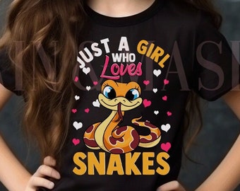 Just a Girl Who Loves Snakes Shirt, Snake  Gift, Snake Clothing, Girls Snake Shirts, Snakes Shirts, Cute Snakes Kids Reptile Snek Serpent