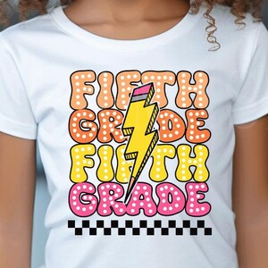 Girls 5th Grade Shirt, Dalmatian Dots School Shirt, Pencil Shirt, Girly School Shirt, 1st Day of School Shirt, Groovy Dots Shirt Pink Check