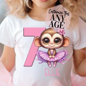 Ballerina Birthday Shirt, Monkey Birthday Shirt, Ballet Birthday, Dancer Birthday, Gifts for Dancers, Dance Birthday, Monkey Ballet Party