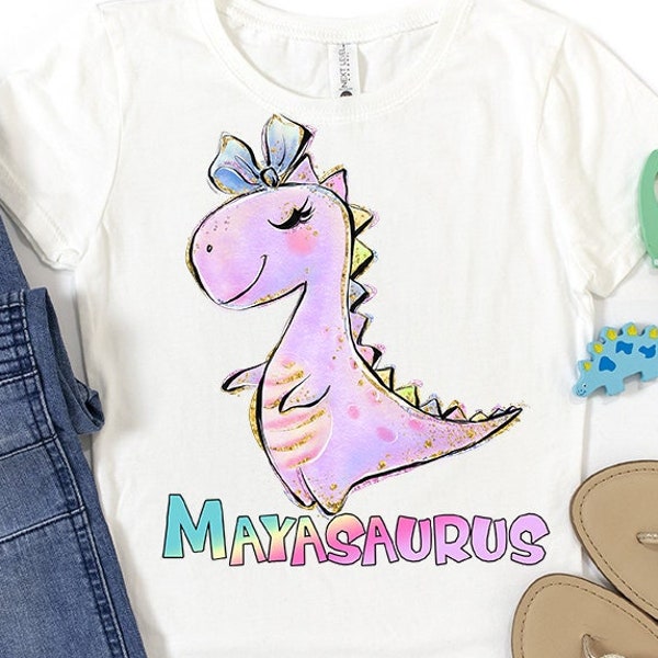 CUSTOM Girl Dinosaur Shirt, Dinosaur Name Shirts Kids, Girl Dinosaur Gifts, Dinosaur School Shirts, Cute Dinosaur Shirt Paleontologist T-Rex
