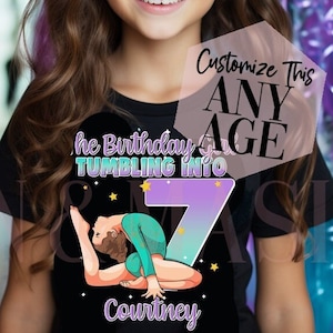 Turnen Geburtstag Shirt Mädchen Gymnastik Geschenk Turnerin Outfit Mädchen Gymnastik Party Individuell 5 6 7 8 9 10 11 12 13 Strahl Bar Latein Teal Lila