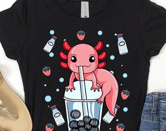  Big Axolotl Bubbletea Premium T-Shirt : Clothing