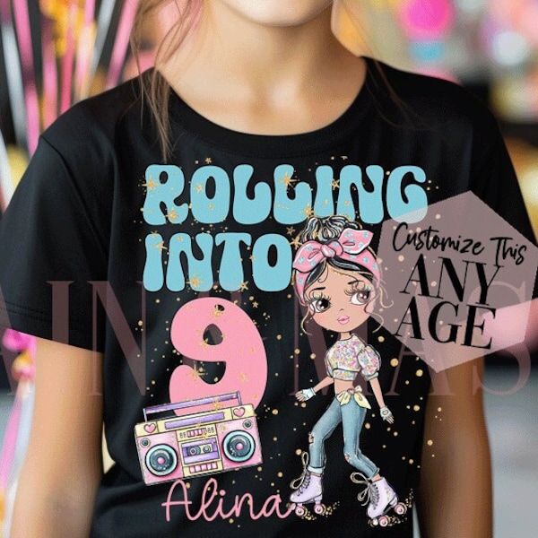 Girls Roller Skate Birthday Shirt, Skate Party, Skating Shirt, Roller Skates Shirt, Roller Skate Party, Roller Skate Outfit,Retro Skate Rink