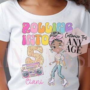 Roller Skate Birthday Girl Shirt, Black Girl Roller Skate Shirt,  Skating Party, Skate Party, Roller Skate Party,Roller Skate Shirt 90s 1990