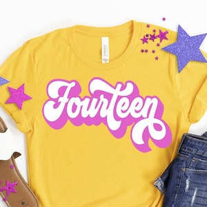 14th Birthday Girl Shirt, Fourteen Shirt, 14th Birthday Shirt, 14 Birthday Party, 14th Birthday, Vintage Birthday, Retro Birthday  Groovy