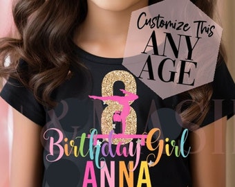 Gymnastics Birthday Shirt Girls Balance Beam, Rainbow Glitter Gymnastics,Gymnast Shirt,Tumbling,Gymnastics Shirts, Gymnast Gifts Gymnastics