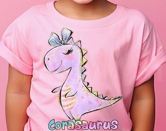 Girl Dinosaur Shirt, Dinosaur Name Shirts Kids, Custom Girl Dinosaur Gift,Dinosaur Birthday Girl Shirt, Cute Dinosaur Shirt Toddler Daughter
