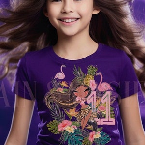 11th Birthday Girl Shirt Tiki Hawaiian Luau Hula Girl Polynesian Birthday Shirt, 11th Birthday Shirt, Eleven Birthday Shirt, 11th Birthday