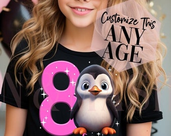 Penguin Birthday Shirt, Birthday Girl Shirt, Penguin  Shirts, Penguin Party, Penguin Gifts, Penguin Kids, Penguin Birthday 4 5 6 7 8 9 10