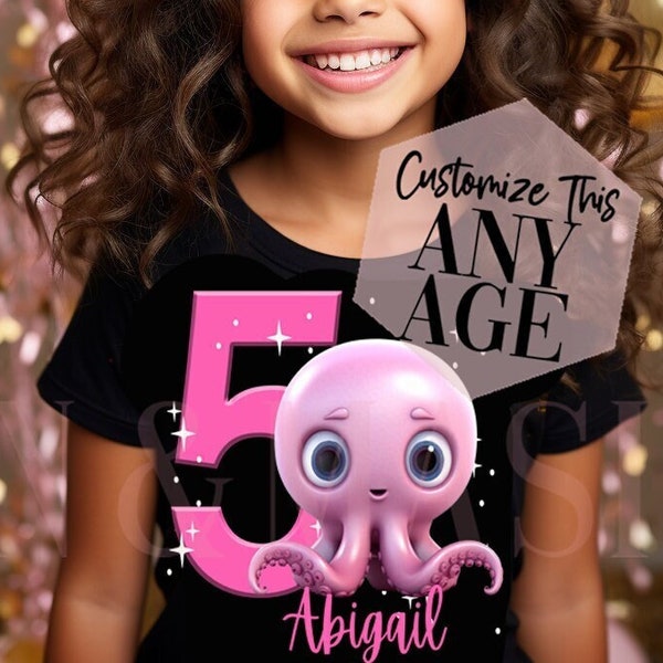 Octopus Birthday Shirt, Birthday Girl Shirt, Octopus Shirt, Octopus Gifts, Octopus Party, Octopus Clothing, Octopus Outfit,Cute Octopus Pink