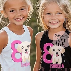 Golden retriever verjaardag meisjesshirt, verjaardag tanktop, golden retriever verjaardag, golden retriever tanktop, golden retriever cadeaufeest