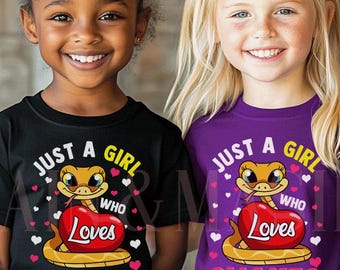 Camiseta de serpiente para niñas, "Solo una chica que ama las serpientes", camiseta con corazón de reptil
